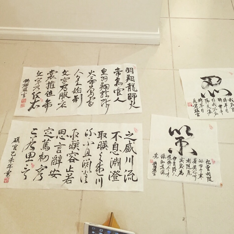 Sienna's Chinese calligraphy practice on paper